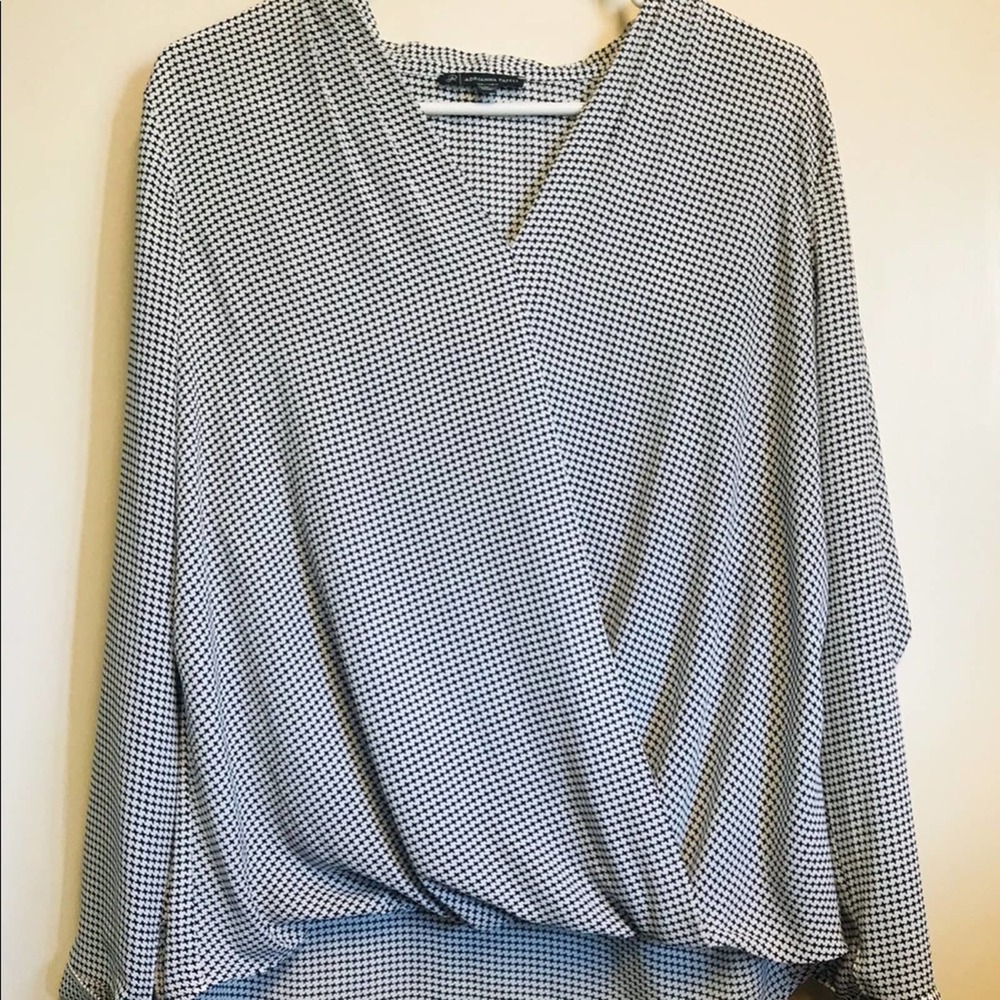 Adrianna Papell Long Sleeve Top Black/White Medium